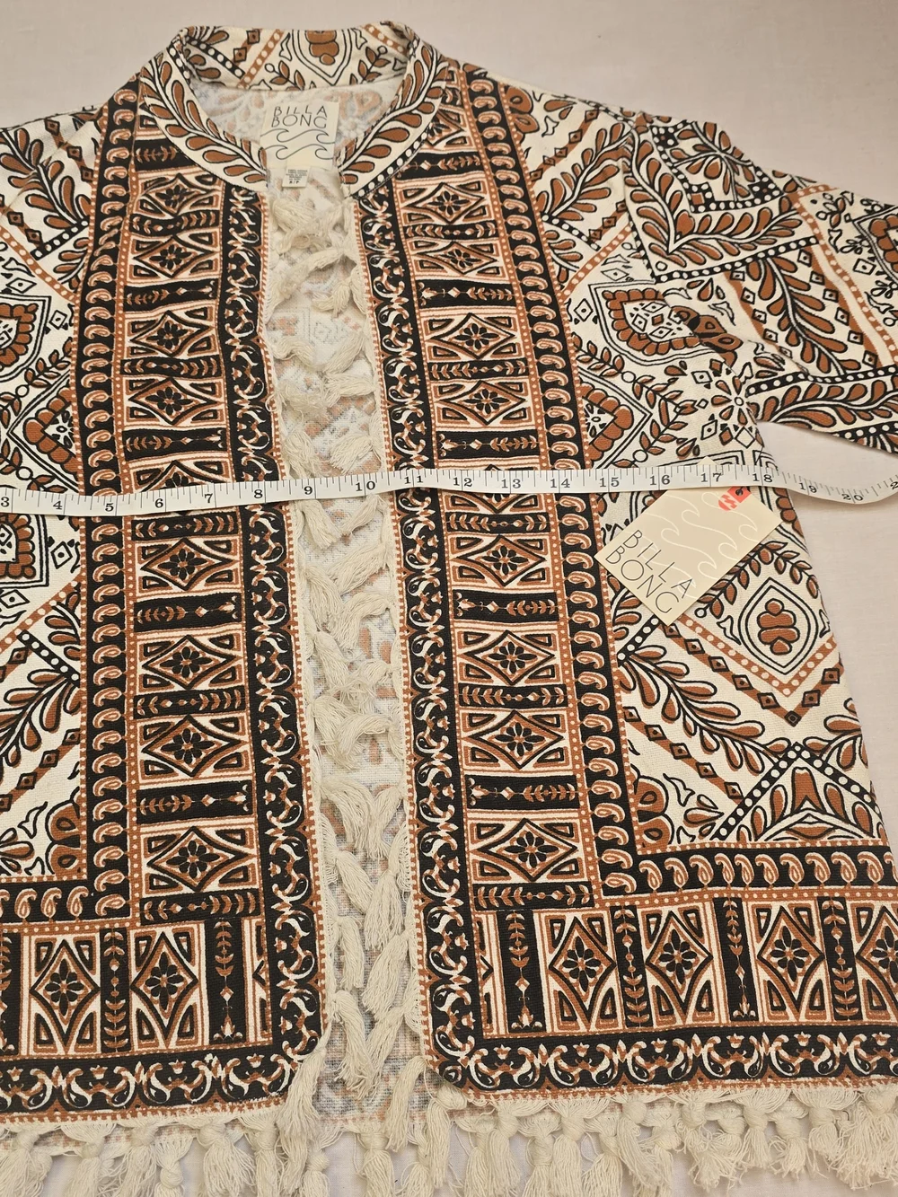 Billabong Brown and Cream Boho Tassel Knit Cardigan